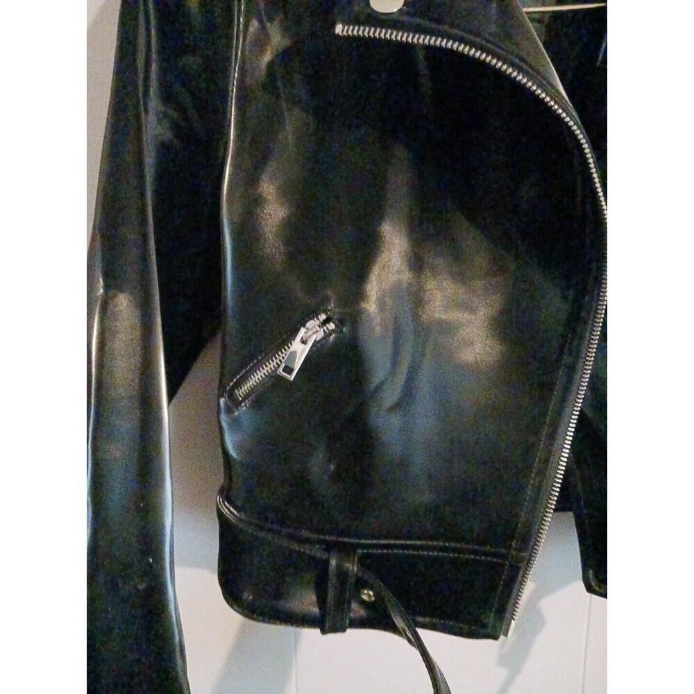 Azalea Wang Women's Polyurethane Biker Style Jacket Black Size M - Picture 3 of 6